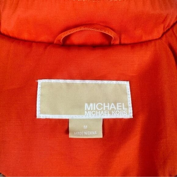 MICHAEL Michael Kors Single Breasted Pleated Trench Coat Rain Orange Size Medium - Picture 7 of 15